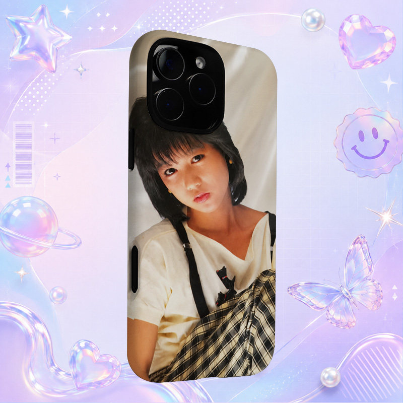 昭和日本偶像歌手堀ちえみChiemi Hori格纹背带裤写真适用于苹果三星华为小米手机壳防摔保护套镜头全包