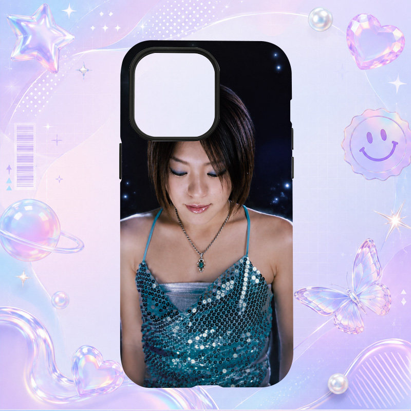 今井绘理子蓝色亮片吊带低头人像适用于苹果三星华为小米手机壳防摔保护套镜头全包