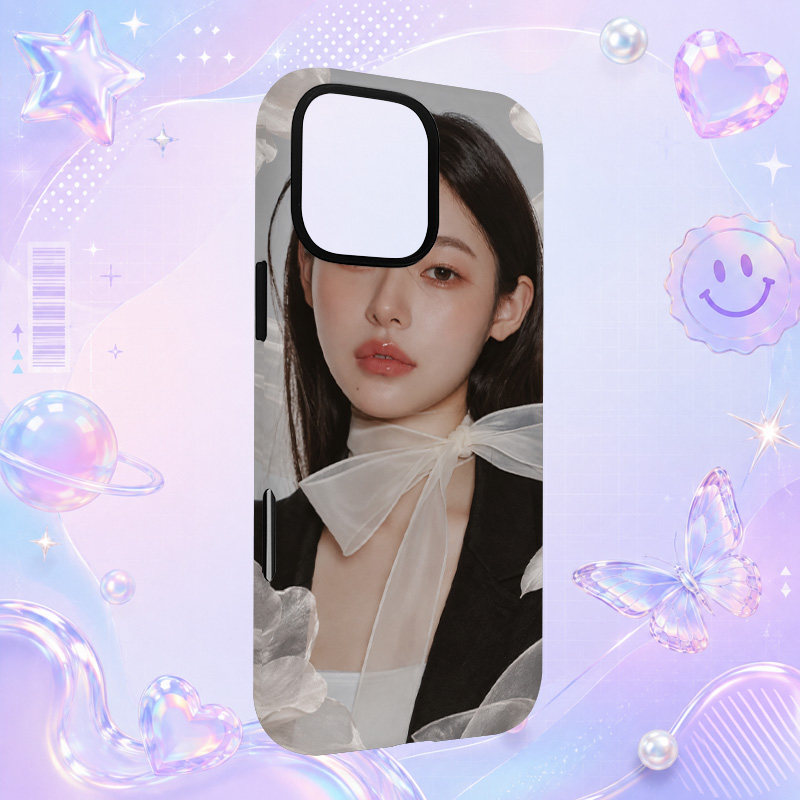 Yookyung黑白蝴蝶结衬衫清冷人像适用于苹果三星华为小米手机壳防摔保护套镜头全包