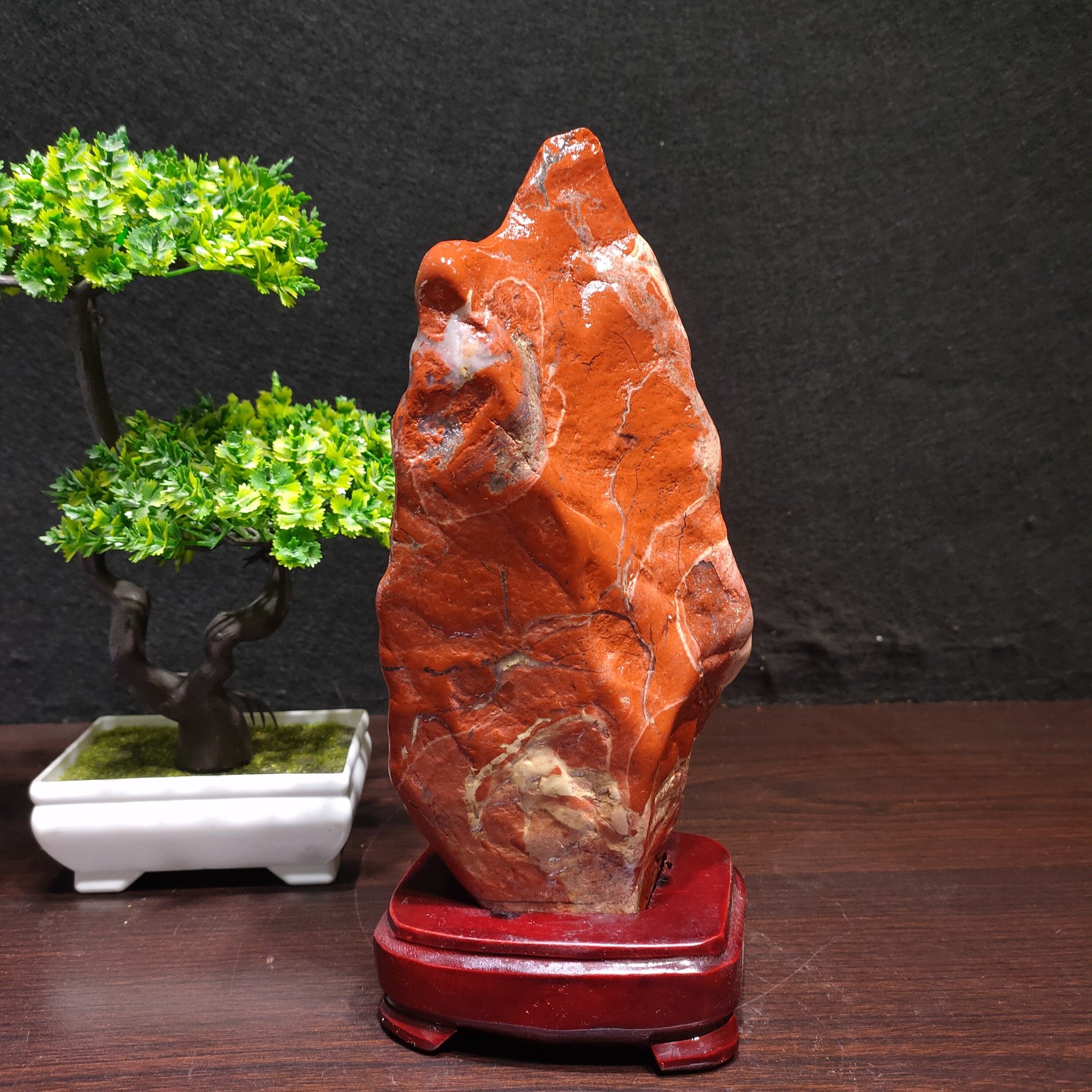 奇石南非红碧玉天然鸡血石自然石造型石中式客厅精品摆件镇宅收藏