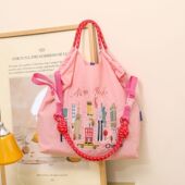 chain圆圆高同款 4月新款 ball 包米奇刺绣尼龙购物袋有肩带斜挎包