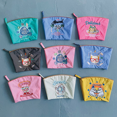 新款内包韩系日系内胆包ball chain刺绣拉链内袋尼龙收纳手包女