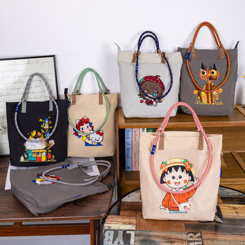 2025新款刺绣帆布包大容量