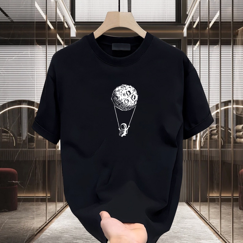 潮牌美式黑白短袖圆领T恤男情侣宽松重磅纯棉半袖体恤痞帅上衣潮