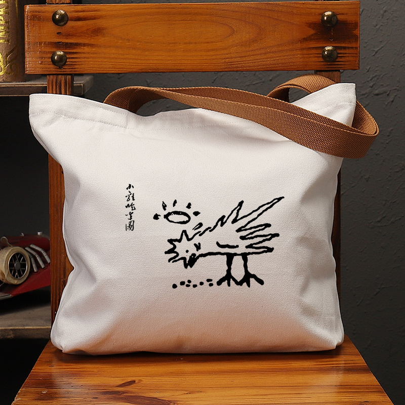 小鸡啄米图休闲手提单肩帆布包