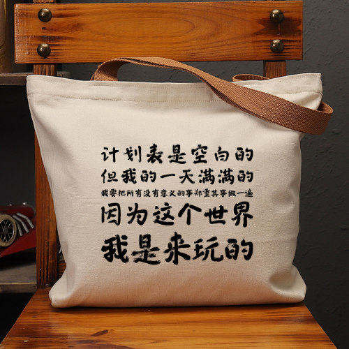 因为这个世界我是来玩的手提帆包