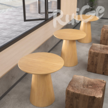 实木简约茶几简约小户型圆形桌子V形脚咖啡厅奶茶店蘑菇桌子