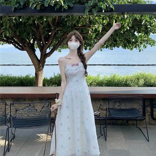 大码 甜美胖MM温柔显瘦手工刺绣小众连衣裙 实拍 夏季