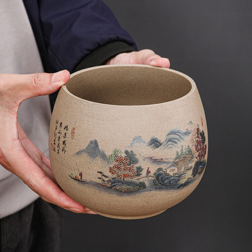 粗陶茶水缸废水桶功夫茶道配件杯洗茶洗家用陶瓷茶渣缸桌面水盂