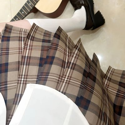 新款原创jk制服【小棕同格】棕木格子裙学生裙女学院半身日系短裙