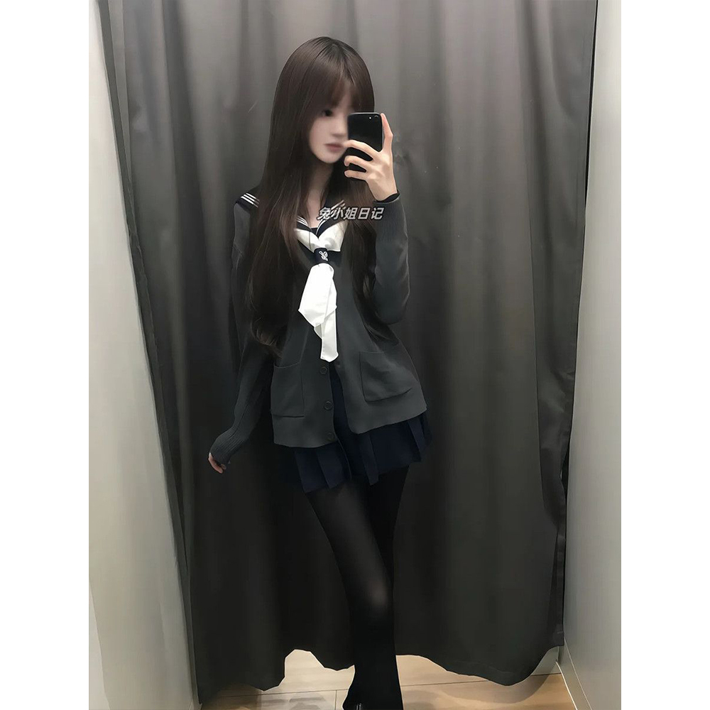 水手服中间服2025夏季款长短袖衬衫上衣百搭绀色JK短裙JK原创套装