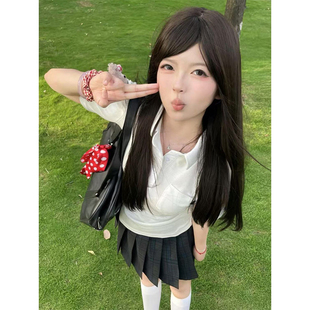 原创百搭凛凛JK裙JK制服套装 学院风基础款 衬衫 短袖 白色T恤POLO衫