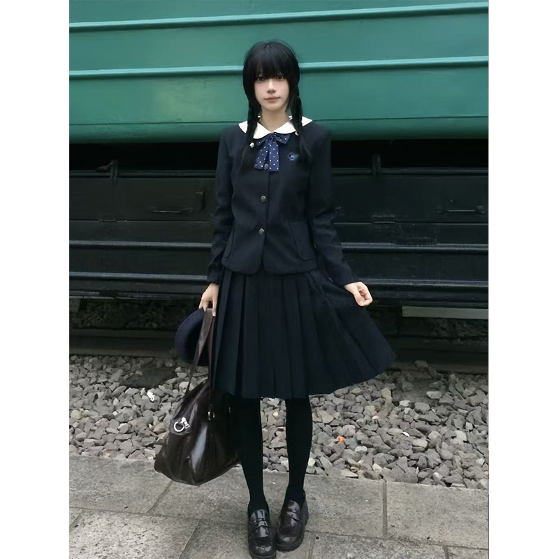 JK制服新品学生小众刺绣西服外套校供学院风长裙短裙百搭日系套装