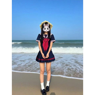 【桑莓果】新款水手服长短袖衬衫学院风校供感穿搭百搭JK短裙一套