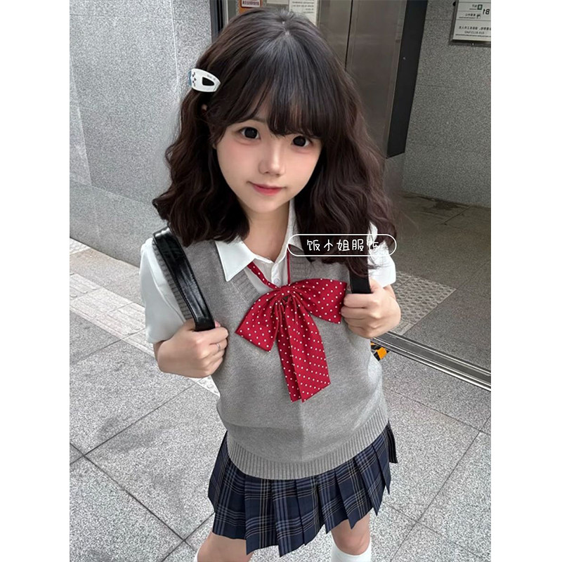 原创日系jk毛衣女背心马甲基础款甜辣夏季学院风内搭短袖宽松上衣