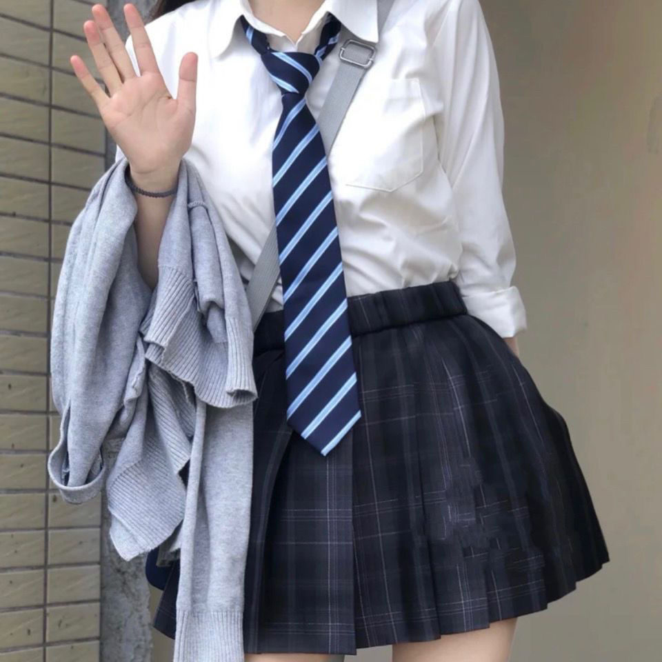 日系条纹jk/dk免打领带学院风学生校服蝴蝶结蓝领带男女制服配饰