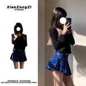 防走光女 复古高腰显瘦学院风格 学院美式 子百褶裙短裙带安全裤 新款