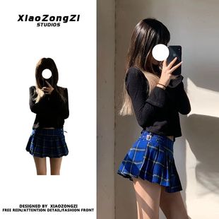 子百褶裙短裙带安全裤 复古高腰显瘦学院风格 防走光女 学院美式 新款