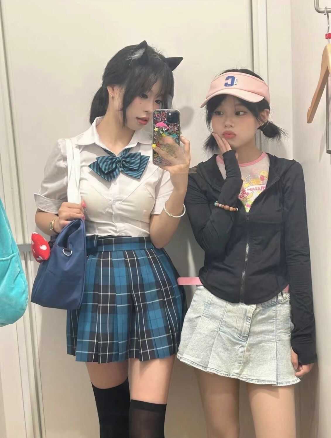 纯欲风收腰衬衫辣妹套装
