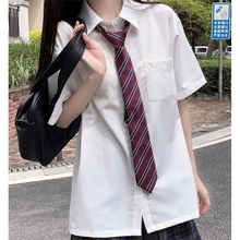 夏季新款白色jk短袖衬衫女日系学院风百搭宽松小众设计感港风衬衣