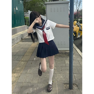 夏季新款JK制服日系正统原创学院风校供三本水手服百褶裙软妹套装