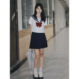 水手服百搭基础款白三本中间服学生jk制服套装校供感学院风显瘦