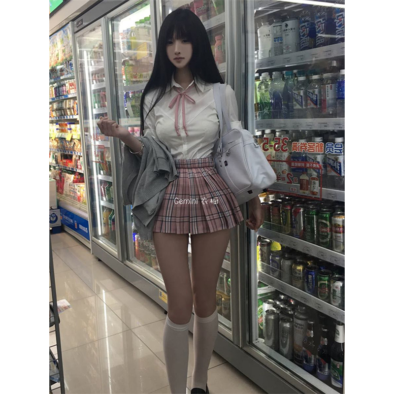 白桃日系学院风原创JK制服套装女学生校服收腰衬衫穿搭短裙校供感