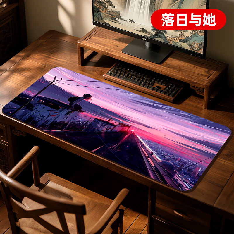 鼠标垫超大号办公快捷键桌垫电脑电竞动漫游戏锁边加厚键盘垫定制