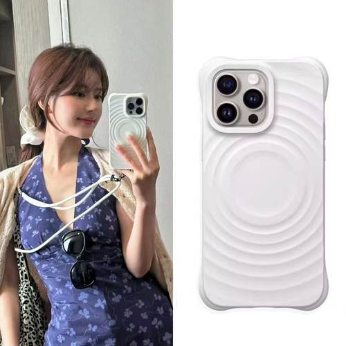 赵露思同款磁吸纯色波漾壳适用iPhone17ProMax手机壳苹果15pro新款14PM硅胶13pro防摔16pro小众12pro爆款Air