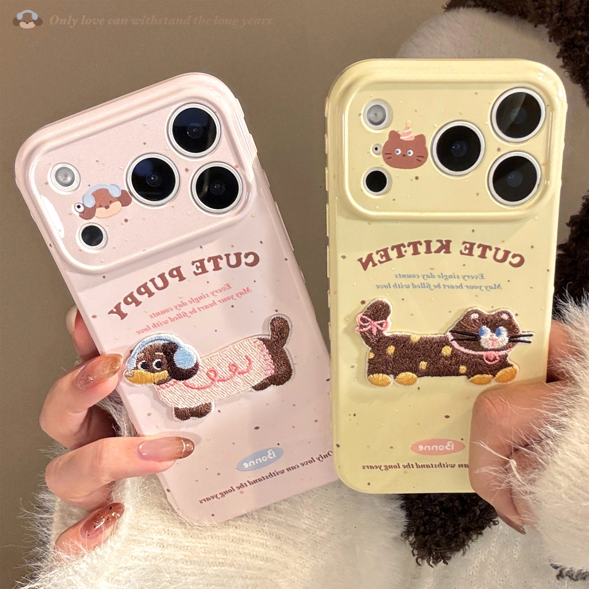 可爱立体刺绣猫狗适用iPhone17promax手机壳17pro苹果16pro软壳15防摔14情侣13硅胶12卡通动物小众闺蜜保护套