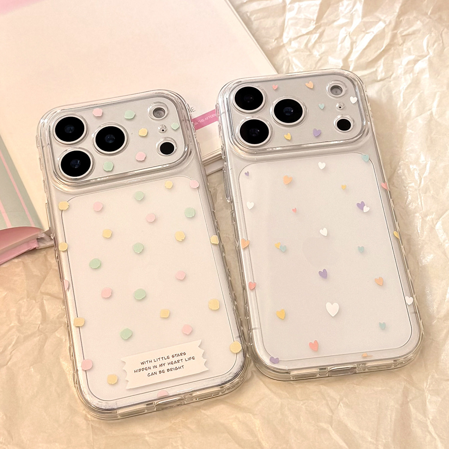 【AI拍照按键】适用ins风彩色爱心波点透明全包手机壳iPhone17pro苹果17promax防摔16防摔15软14小众13少女12