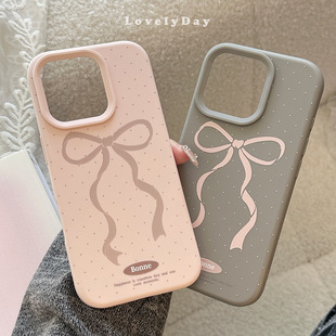 AI相机键包住 韩系波点丝带蝴蝶结适用iphone17手机壳17promax苹果16pro防摔15硅胶14软壳13女款12磨砂肤感11