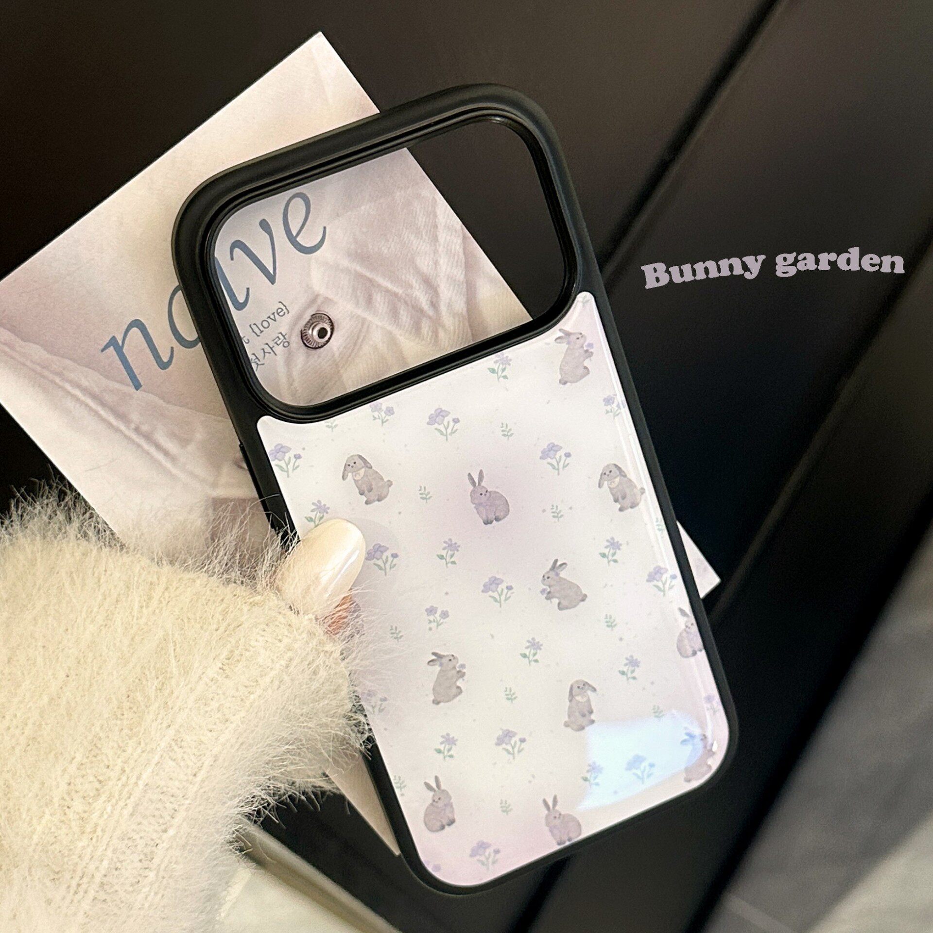 ins风紫色碎花可爱小兔适用iPhone17promax苹果17手机壳16PM黑边大孔15防摔14仙女甜美13硬壳12女款11保护套