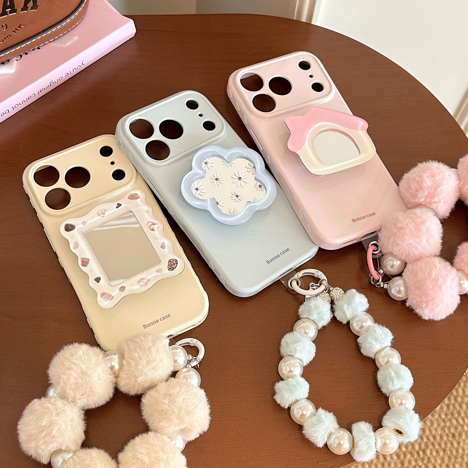 【AI智能拍照键全包】秋冬毛绒彩色挂链适用iPhone17promax简约苹果16pro手机壳15镜面支架14小众13软12少女