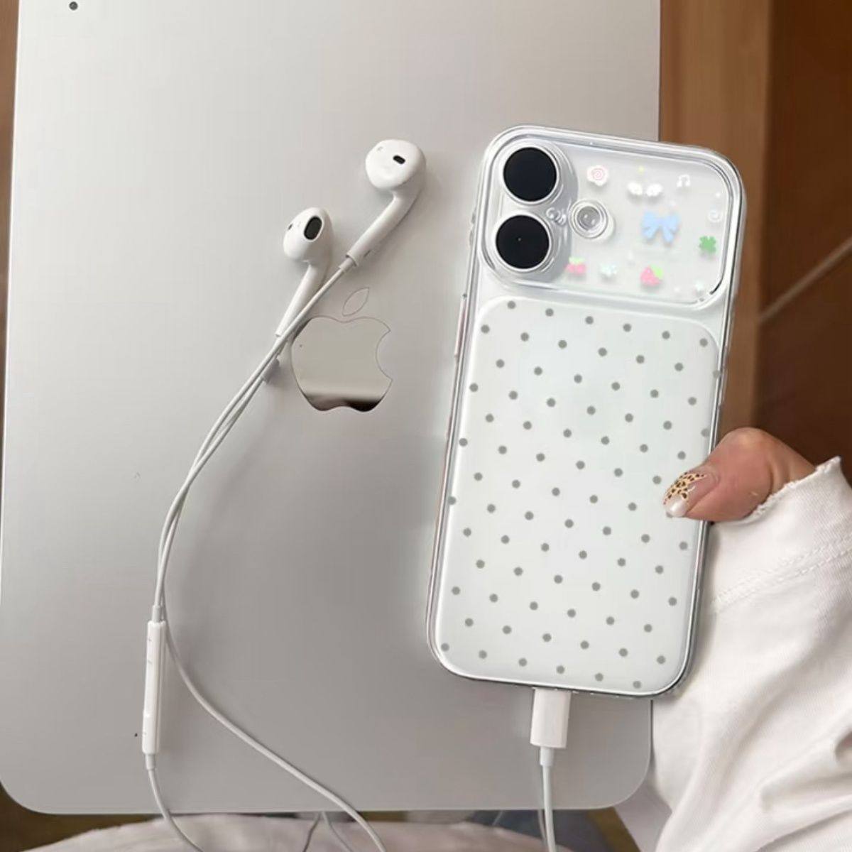 韩系ins风波点草莓大视窗秒变17适用苹果17promax手机壳iPhone16新款15pro少女14闺蜜款13透明防摔全包软壳12