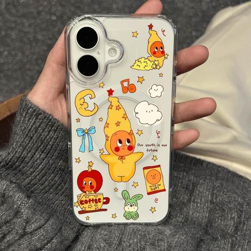 ins趣味可爱云朵星星人手机壳iPhone17pro苹果17promax透明磁吸16防摔15硬14卡通13保护套12外壳11小众XS女XR