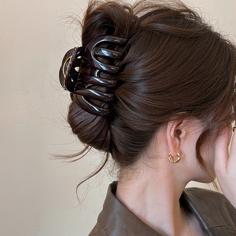 亞克力南瓜條紋鏤空發夾