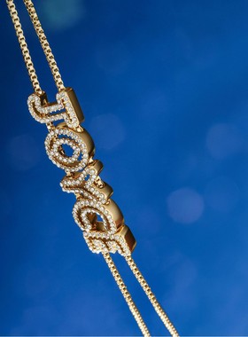 网红爆款热销黄铜镶锆26个英文字母diy组合名字个性化搭手链