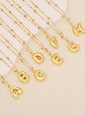 【冰萌】26英文字母吊坠 个性不锈钢项链 欧美跨境新款饰品N1326