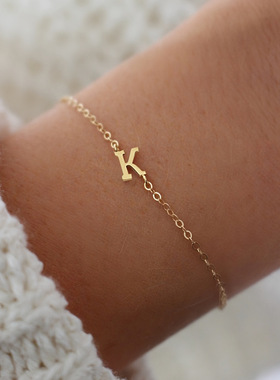新款简约不锈钢炉内真金字母手链字母手环手镯跨境爆款厂家直销