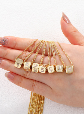 跨境热销立体18k保色数字隔珠方形穿孔珠diy饰品手链项链散珠配件