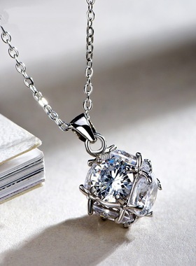 银饰 银项链六面石吊坠 韩版 幸福正方形魔方吊坠 爱情女配饰