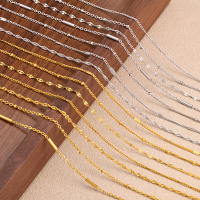 厂家钛钢项链45+5mmO字链锁骨链炉内电镀18k金不锈钢配饰链子