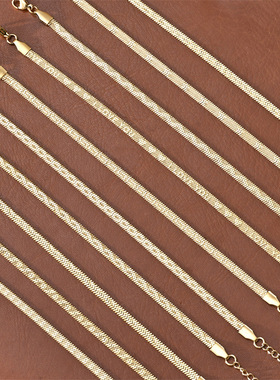 欧美爆款不锈钢压纹刀片链钛钢项链不锈钢蛇骨链不锈钢现货链条