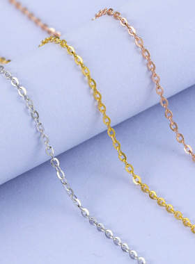 优惠纯银S925十字链锁骨链电镀白金18K金色闪欧O压光银项链