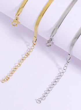 现货热销钛钢炉内电镀18k金扁蛇链diy刀片链配件不掉色基础链