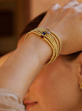 简约轻奢独立站生辰石手链女 十二月诞生石圆珠链条