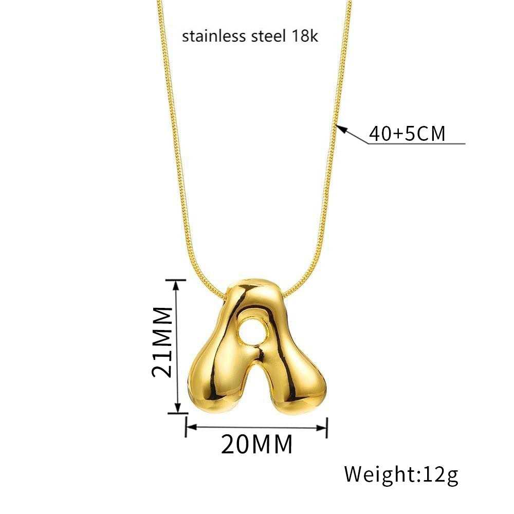 【钛钢】欧美跨境女士26个英文字母项链气球泡泡胖乎乎吊坠锁骨链