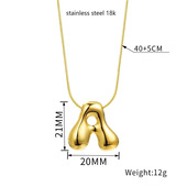 欧美跨境女士26个英文字母项链气球泡泡胖乎乎吊坠锁骨链 钛钢