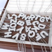 欧美跨境热卖 银色气球泡泡胖乎乎26字母项链镂空铜镀白金吊坠